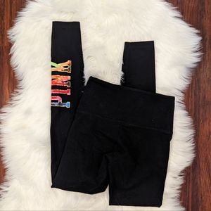 PINK Victoria's Secret Rainbow Metallic Yoga Leggings